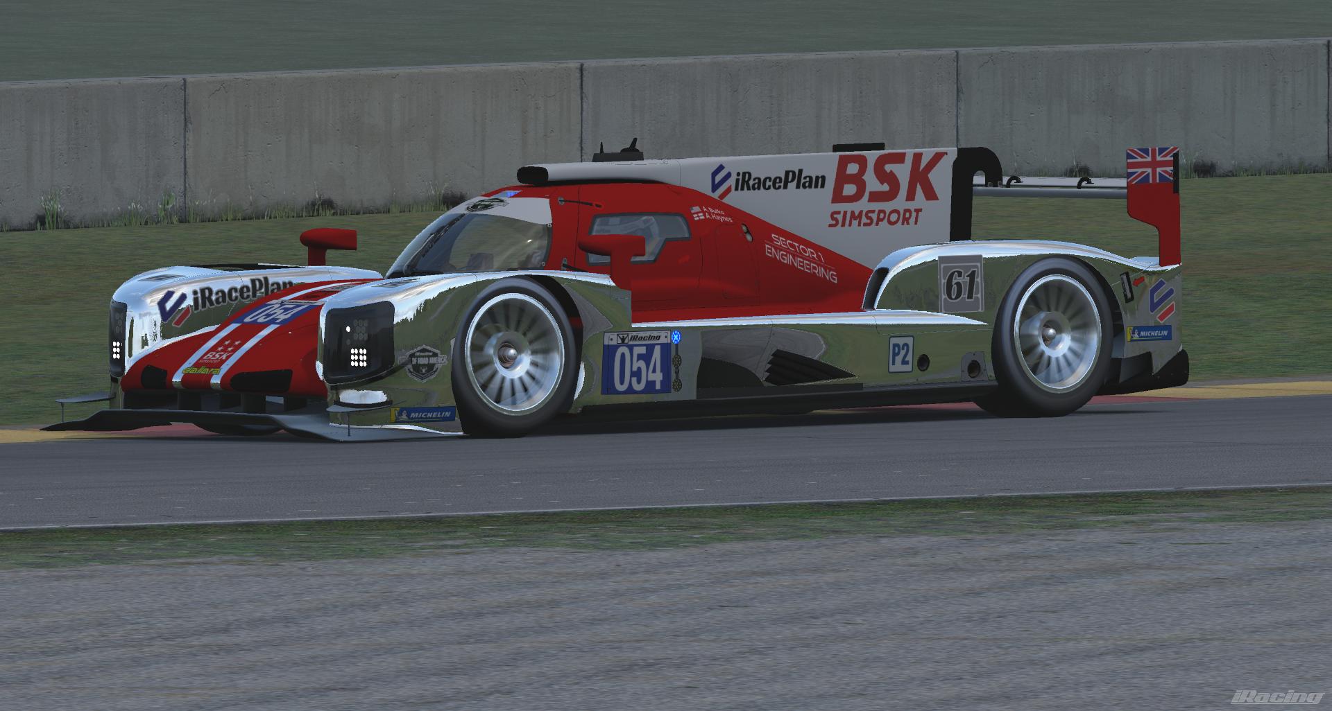 BSK LMP2 car with partner branding incorporated into the race livery